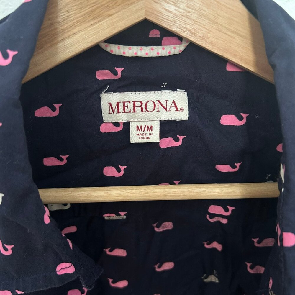 Merona whale pattern button down, size medium - Picture 3 of 4